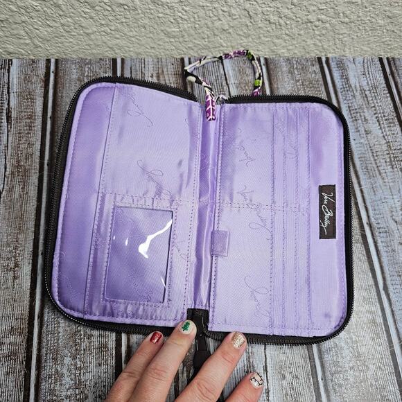 Vera Bradley zip around wallet in plum petals pattern wristlet retired - Picture 3 of 6